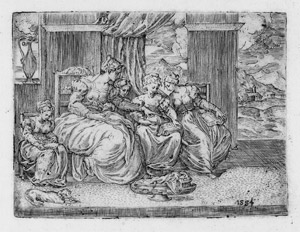 Los 5005 - Angolo, Giovanni Battista d' - Eine Gruppe von Frauen in einem Interieur bei der Handarbeit - 0 - thumb
