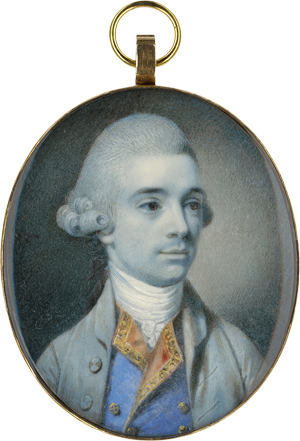 Lot 6475, Auction  122, Britisch, um 1770/1775. Miniatur Portrait eines jungen Mannes in hellgrauer Jacke mit blauer Weste