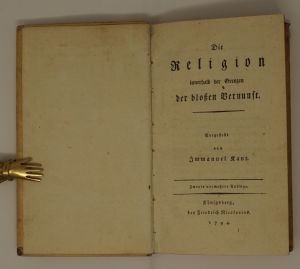 Lot 2187, Auction  123, Kant, Immanuel, Die Religion innerhalb der Grenzen der bloßen Vernunft