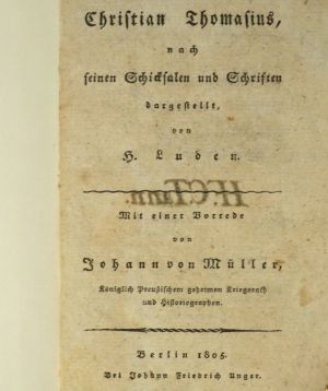 Lot 2191, Auction  123, Luden, Heinrich, Christian Thomasius, nach seinen Schicksalen und Schriften dargestellt