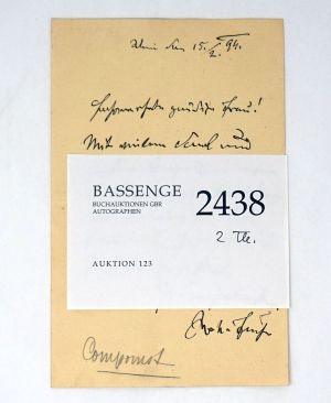 Lot 2438, Auction  123, Fuchs, Robert, Brief 1894 + Beigabe