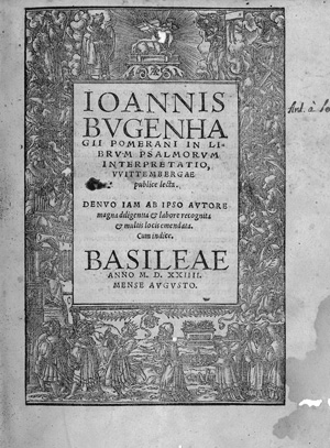 Lot 2503, Auction  123, Bugenhagen, Johannes, In librum Psalmorum interpretatio