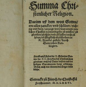 Lot 2505, Auction  123, Bullinger, Heinrich, Summa christenlicher Religion 