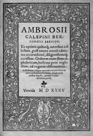 Lot 2507, Auction  123, Calepino, Ambrogio, Lexicon, Ex optimis quibusque autoribus collectum