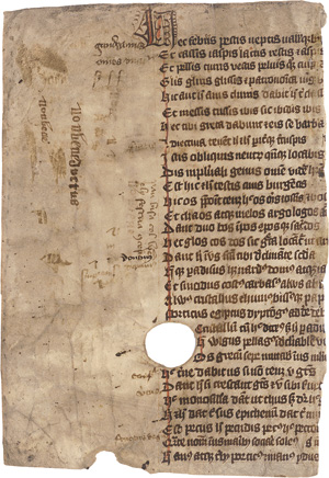 Lot 2873, Auction  123, Alexander de Villa Dei, Doctrinale. Einzelblatt aus einer lateinischen Handschrift auf Pergament