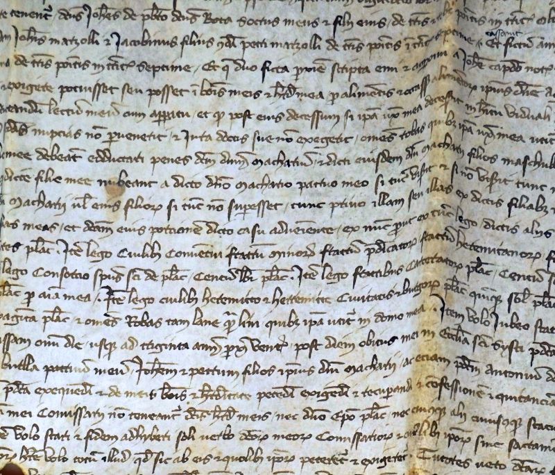 Lot 2872, Auction  123, Jacobino de Burlla, Testamentum domini Jacobini de Burlla (Regeste). Lateinische Urkunde auf Pergament.