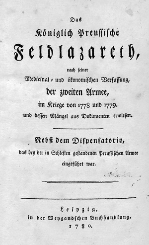 Lot 702, Auction  101, Fritze, Johann Gottlieb, Das königlich preussische Feldlazareth 