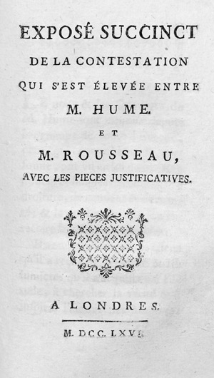 Lot 1004, Auction  101, Hume, David, Exposé succinct de la contestation qui s'est elevee entre M. Hume et M. Rousseau,