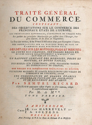 Lot 1020, Auction  101, Ricard, Samuel, Traité général du commerce