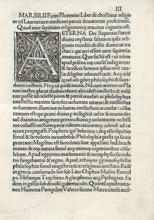 Lot 1262, Auction  101, Ficinus, Marsilius, De christiana religione