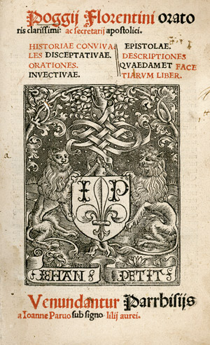 Lot 1338, Auction  101, Poggio Bracciolini, G. F., Historiae convivales disceptativae