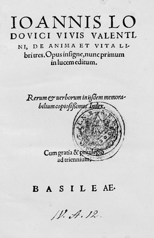 Lot 1359, Auction  101, Vivis, Joannis Lodovicus, De anima et vita libri tres