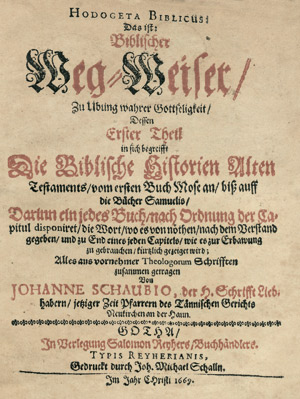 Lot 1415, Auction  101, Schaub, Johann, Hodogeta Biblicus
