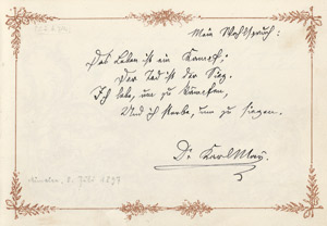 Lot 2334, Auction  101, Bamberger Stammbuch, Mit Eintrag von Karl May, München 1897
