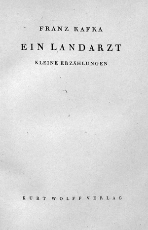 Lot 3387, Auction  101, Kafka, Franz, Ein Landarzt