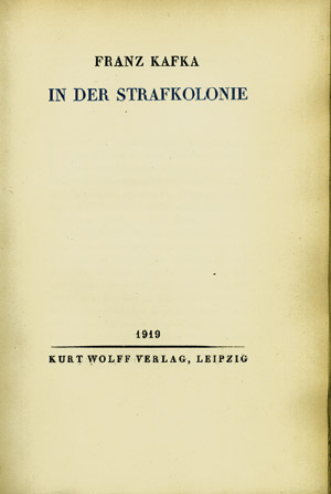 Lot 3391, Auction  101, Kafka, Franz, In der Strafkolonie
