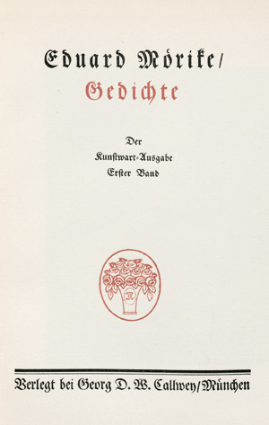 Lot 3522, Auction  101, Mörike, Eduard, Werke. Hrsg. von Karl Fischer. Pgt. 1906-08