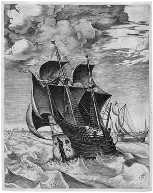 Lot 5046, Auction  101, Bruegel, Pieter d. Ä., nach. Ein niederländisches Frachtschiff und ein Boeier