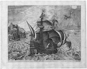 Lot 5048, Auction  101, Bruegel, Pieter d. Ä., nach. Bewaffneter Dreimaster, mit Ikarus und Dädalus 
