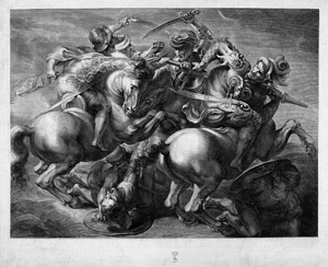 Lot 5102, Auction  101, Edelinck, Gérard, Der Kampf der vier Reiter (Die Schlacht von Anghiari). 