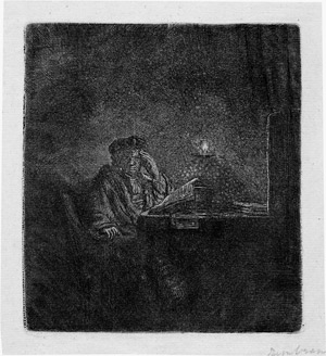 Lot 5232, Auction  101, Rembrandt, Nachdenkender Mann bei Kerzenlicht