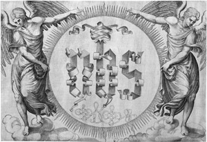 Lot 5664, Auction  101, Italienisch, 16. Jh. Das Christusmonogramm von zwei Engeln flankiert.