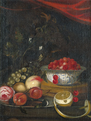 Lot 6053, Auction  101, Niederländisch, Früchtestilleben mit Erdbeeren, Pfirsichen und Trauben