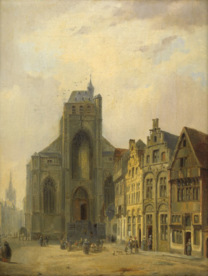 Lot 6139, Auction  101, Niederländisch, Stadtansicht mit einer Kathedrale