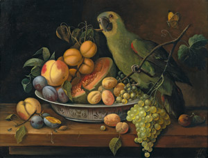 Lot 6146, Auction  101, Monogrammist JJH, Früchtestilleben mit grün gefiedertem Papagei