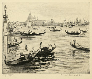 Lot 7302, Auction  101, Paeschke, Paul, Kanal mit Gondeln vor Venedig