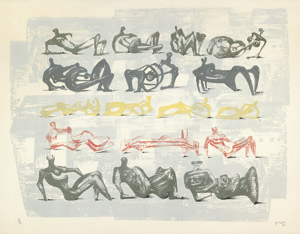 Lot 8256, Auction  101, Moore, Henry, Seventeen reclining figures with architectural background