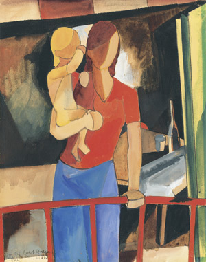 Lot 8350, Auction  101, Strempel, Horst, Mutter mit Kind auf einem Balkon