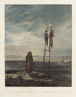 Lot 48, Auction  102, Bodmer, Johann Carl, Opfer der Mandan Indianer. Aquatinta-Radierung 