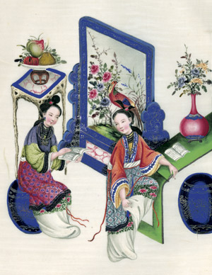 Lot 608, Auction  102, Chinesisches Reispapier-Album, Album mit 12 Original-Guachen. China (Peking?) um 1870. 