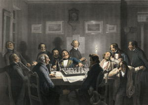 Lot 770, Auction  102, Jentzen, Friedrich, Die Schachspieler. Lithographie nach Johann Peter Hasenclever