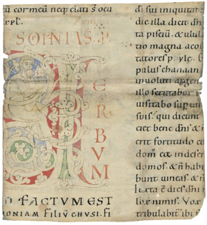 Lot 1001, Auction  102, Verbum factum est, Handschriftenfragment mit Initiale "V" + Beilage