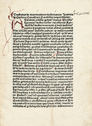 Lot 1031, Auction  102, Gerson, Johannes, De examinatione doctrinarum. Nürnberg, Sensenschmidt 