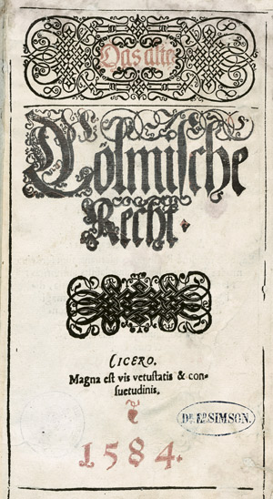 Lot 1068, Auction  102, Alte Cölmische Recht, Das, Das alte Cölmische Recht. Thorun (Thorn), Melchior Nering,1584