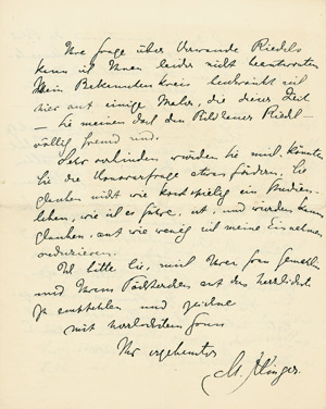 Lot 2511, Auction  102, Klinger, Max, Brief 1891 aus Rom