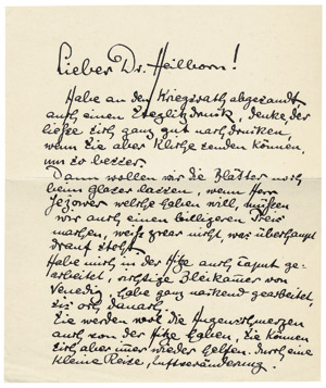 Lot 2528, Auction  102, Zille, Heinrich, Brief an Adolf Heilborn