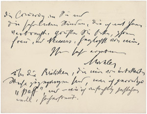 Lot 2554, Auction  102, Mahler, Gustav, Briefkarte 1906