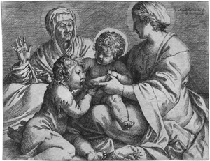Lot 5072, Auction  102, Carracci, Agostino, Die Madonna mit Kind und hl. Elisabeth