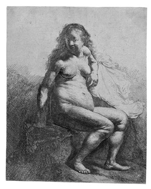 Lot 5258, Auction  102, Rembrandt Harmensz. van Rijn, Nackte Frau auf einem Erdhügel sitzend