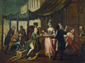 Lot 6042, Auction  102, Venezianisch, um 1760. Marktszene mit Spezereienverkäuferin