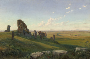 Lot 6086, Auction  102, Dänisch, um 1865. Römische Campagne mit Ruinen und Ausblick auf Rom