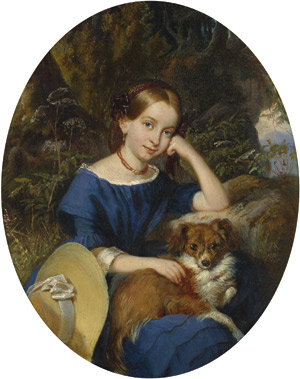 Lot 6119, Auction  102, Kindermann, Adolph Dietrich, Porträt eines Mädchens mit kleinem Hund