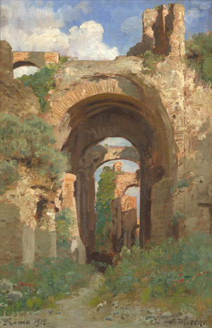 Lot 6133, Auction  102, Wuttke, Carl, Ansicht der Ruinen der Caracalla-Thermen in Rom