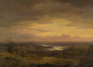 Lot 6158, Auction  102, Carl, Adolf, Idyllische Aussicht von Ilsestein auf das Okertal bei Sonnenuntergang