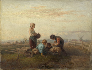 Lot 6185, Auction  102, Hosemann, Theodor, Junge Bäuerin mit Kindern auf dem Kartofflefeld