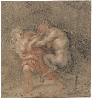 Lot 6294, Auction  102, Rubens, Peter Paul - Schule, Ein Satyr überfällt eine junge Frau